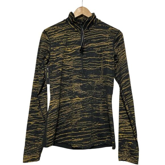 NEW Nike Sz Medium Pro Victory Gold Metallic Crackle Black Half Zip Pullover - Picture 1 of 13